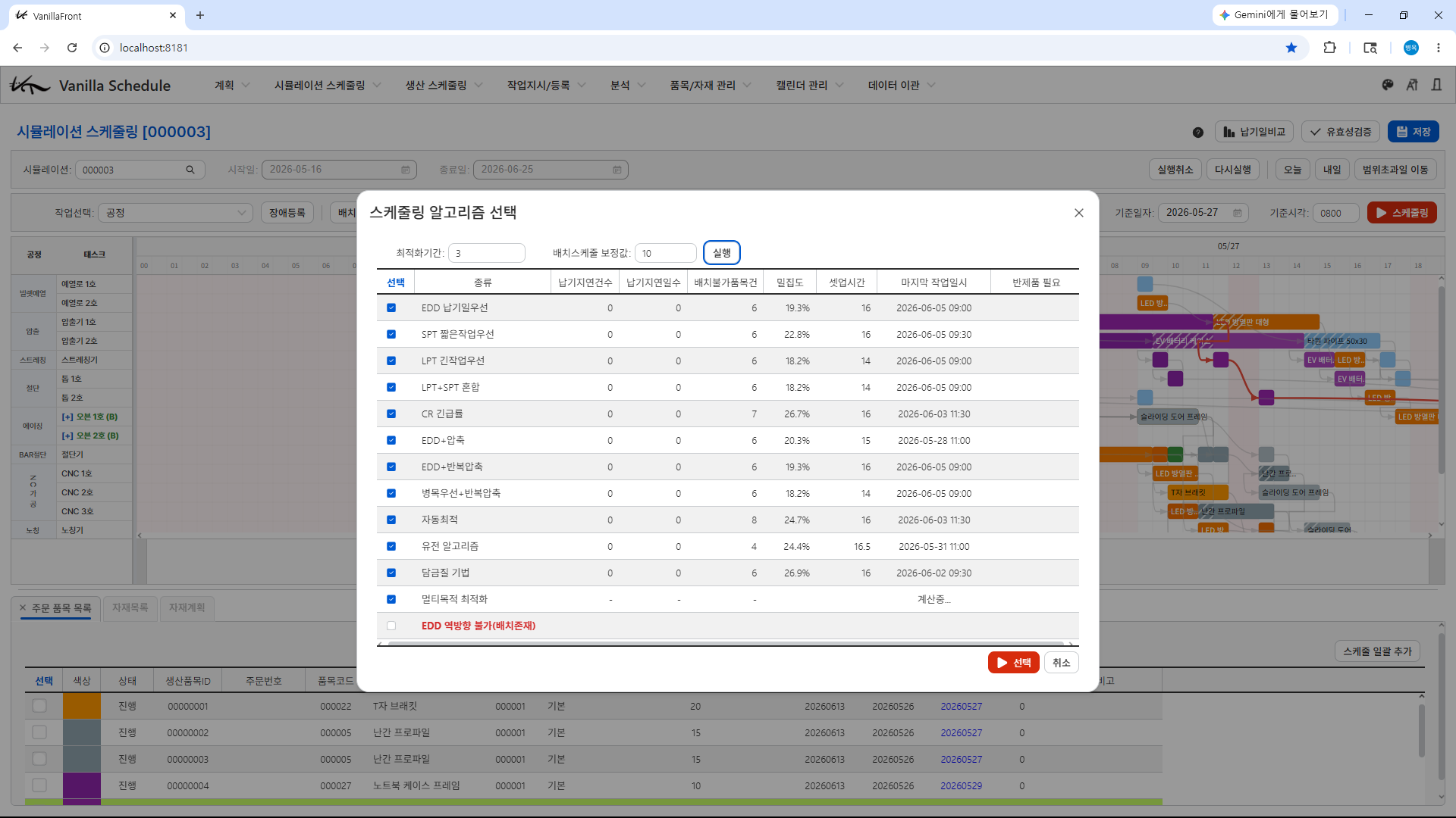 15종 스케줄링 알고리즘 시뮬레이션
